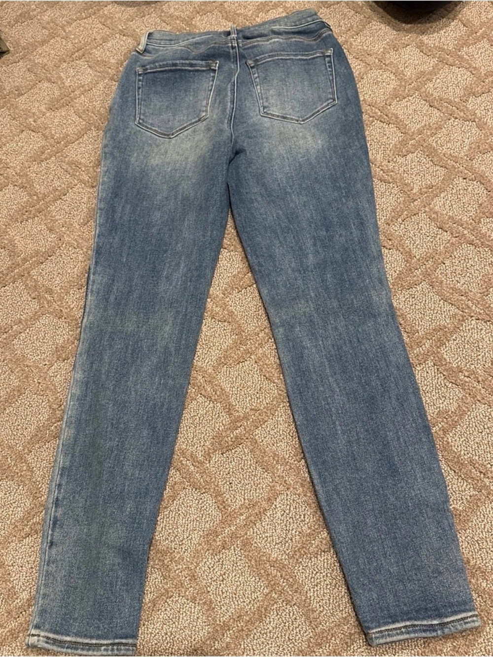 Women’s Mid Blue Patch Detail Skinny Jeans - Picture 2 of 3